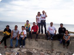 The team taking some rest and a good photo shot at the seaside of Sagay Town