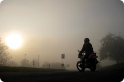 Yamaha YBR 125 in the fog at Heiligenberg (Germany) in 2009